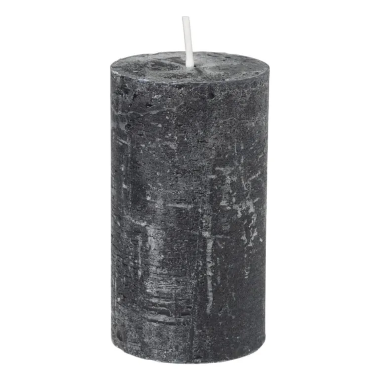Kaars rustiek - zwart - ø7x12 cm
