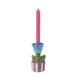 Kandelaar bloem - blauw/paars - ø8.8x17.4 cm