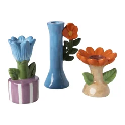 Kandelaar bloem - blauw/paars - ø8.8x17.4 cm
