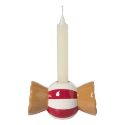 Kandelaar candy cane - rood/wit - ø7x13 cm