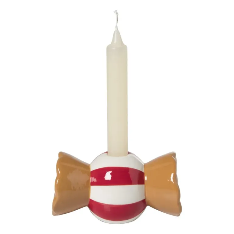 Kandelaar candy cane - rood/wit - ø7x13 cm