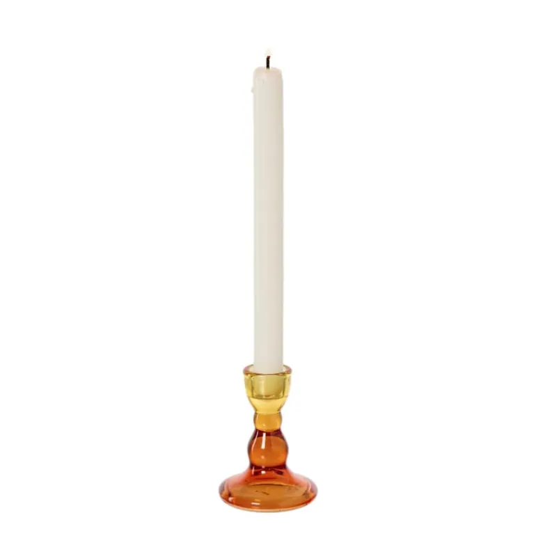 Kandelaar duo - rood/geel - ø6.5x8.8 cm