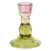 Kandelaar duo - roze/groen - ø6.5x8.8 cm