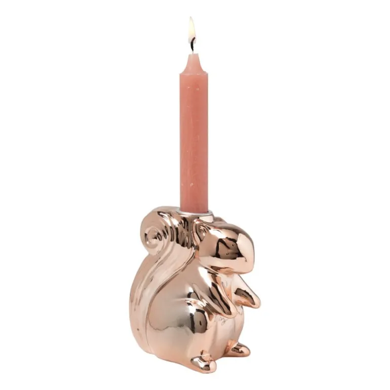 Kandelaar eekhoorn - rosé goud - 12.5 cm