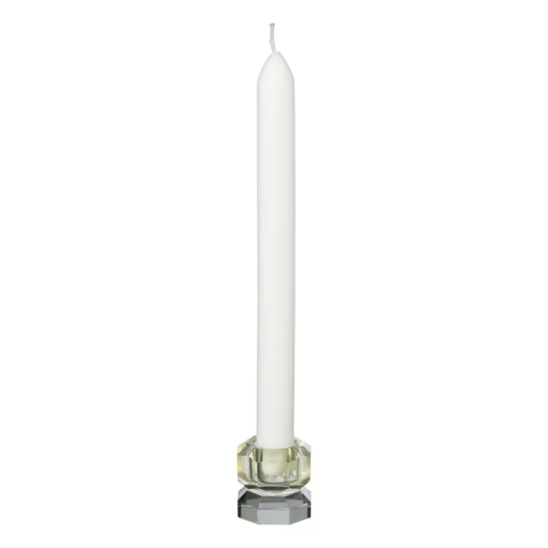 Kandelaar kristal 2-laags - geel/grijs - 4x4x4 cm