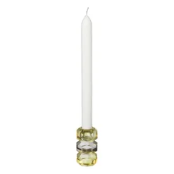 Kandelaar kristal 3-laags - geel/helder - 4x4x7 cm