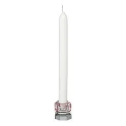 Kandelaar kristal 2-laags - roze/grijs - 4x4x4 cm