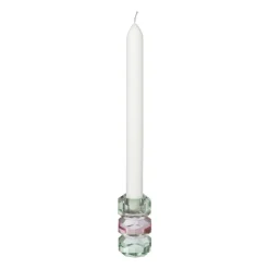 Kandelaar kristal 3-laags - groen/roze - 4x4x7 cm