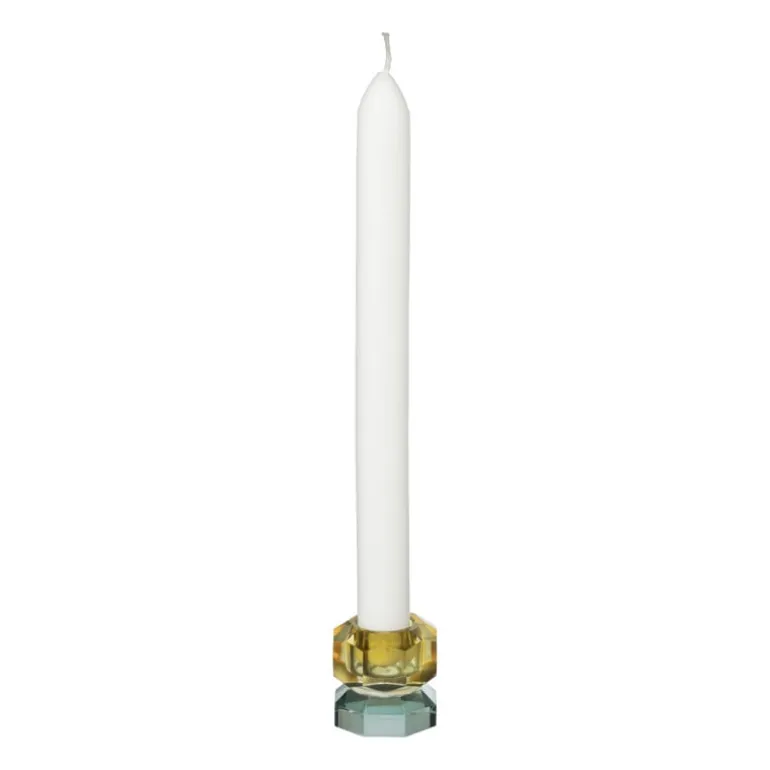 Kandelaar kristal 2-laags - oker/groen - 4x4x4 cm