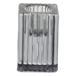 Kandelaar rib glas - grijs - 4x4x6 cm