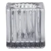 Kandelaar rib glas - grijs - 4x4x4 cm