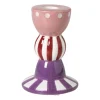 Kandelaar streep stip hoog - multikleur - ø8.5x12 cm