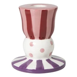 Kandelaar streep stip laag - multikleur - ø8x9 cm
