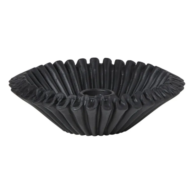 Kandelaar wave - zwart - ø13.5x4 cm