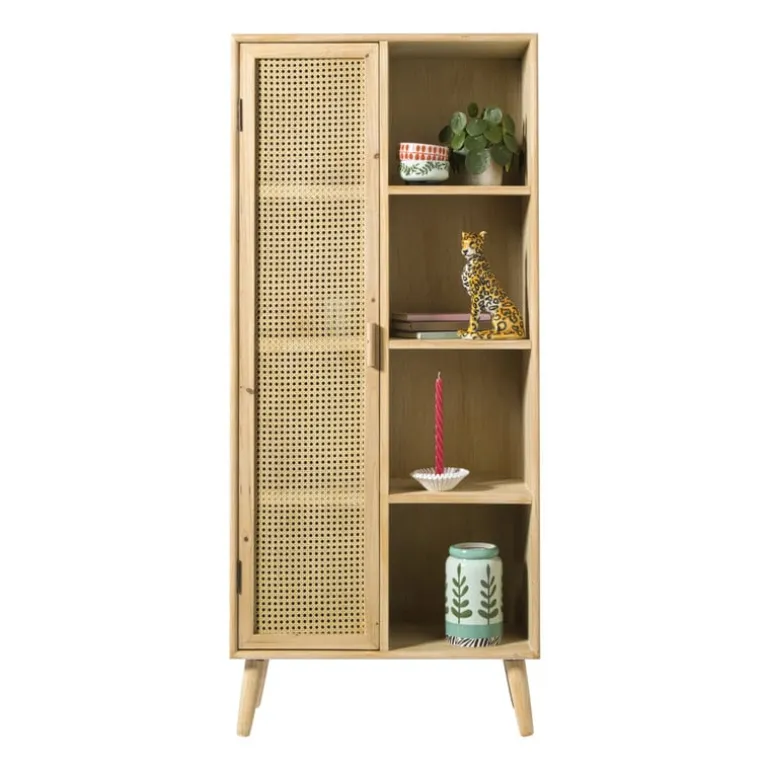 Kast Java met deurtje en vakken - bruin - 160x70x33.5 cm