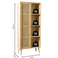 Kast Java met deurtje en vakken - bruin - 160x70x33.5 cm