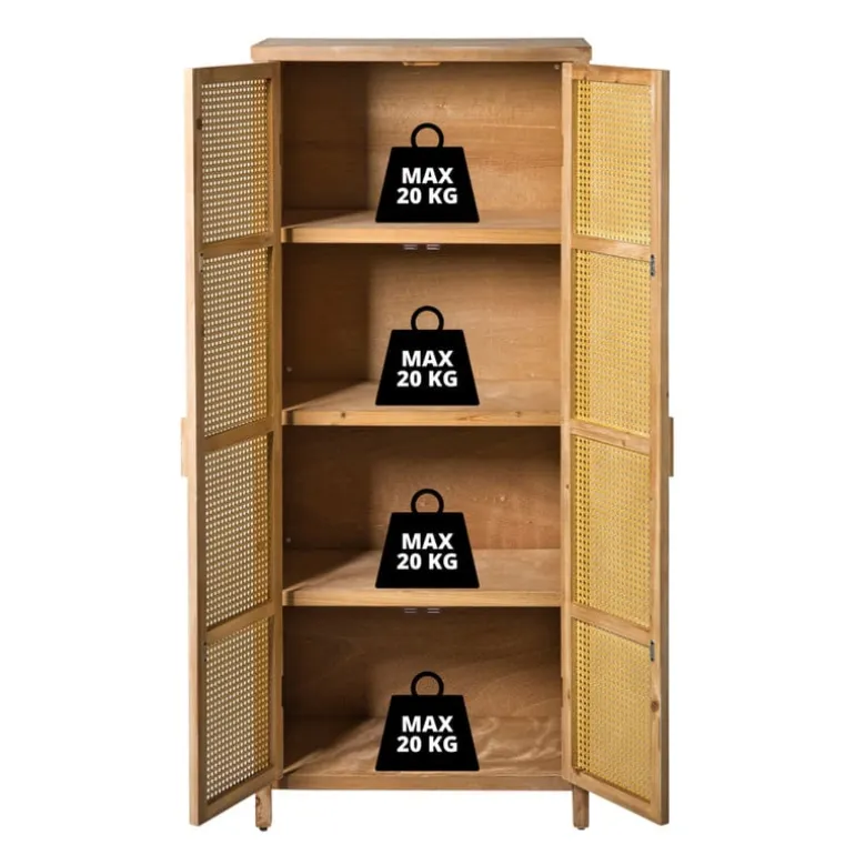 Kast webbing Lombok - bruin - 165x70x40 cm