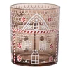 Kerst waxinelichthouder groot - bruin - ø9x10 cm