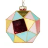Kerstbal blokkig - roze/blauw - ø8 cm