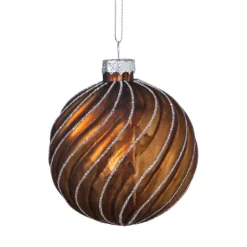 Kerstbal gedraaid streep - bruin