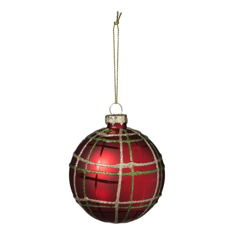 Kerstbal geruit - rood