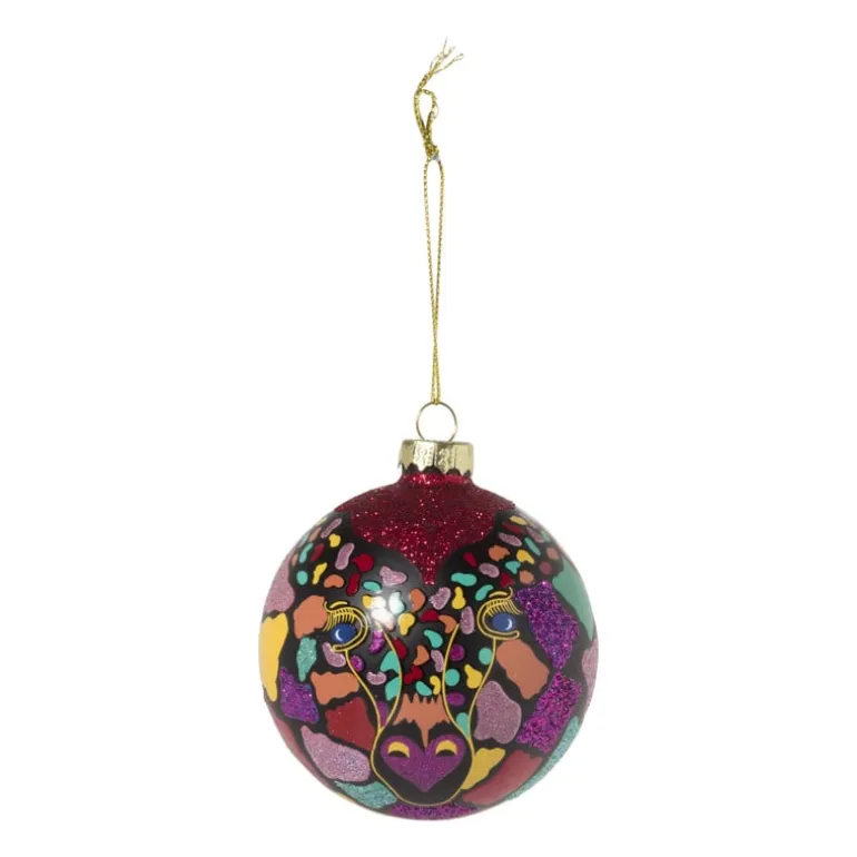 Kerstbal giraf - glas - ø8 cm