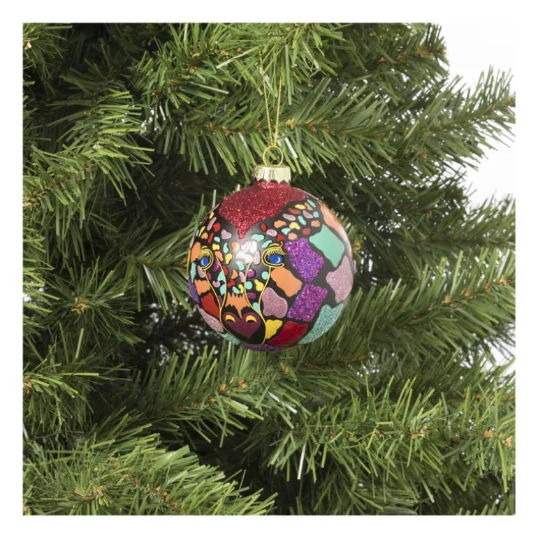 Kerstbal giraf - glas - ø8 cm