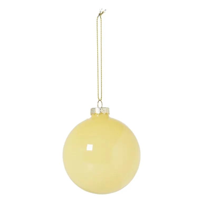 Kerstbal glas - geel - ø8 cm