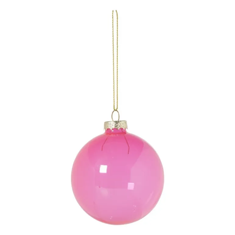 Kerstbal glas - roze - ø8 cm