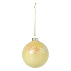 Kerstbal glitter - geel - ø8 cm