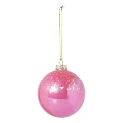 Kerstbal glitter - roze - ø8 cm