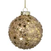 Kerstbal glitter sterretjes - goudkleurig