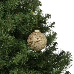 Kerstbal glitter sterretjes - goudkleurig