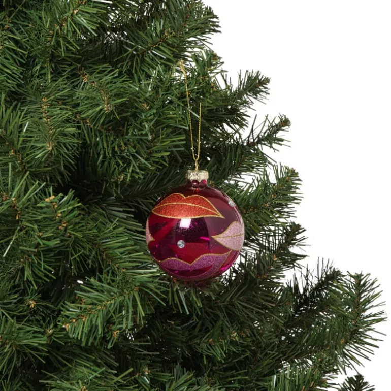 Kerstbal lippen - roze/rood