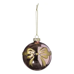 Kerstbal met strik - roze