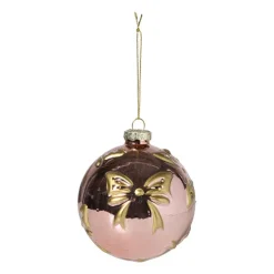 Kerstbal met strikjes - roze