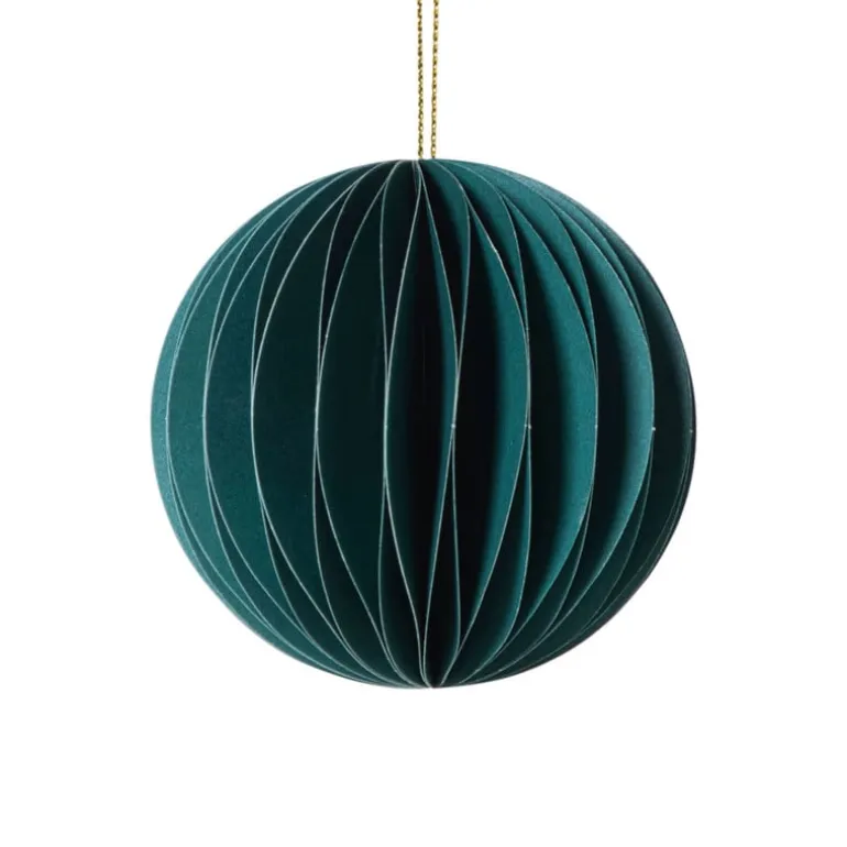 Kerstbal papier - groen -ø8 cm