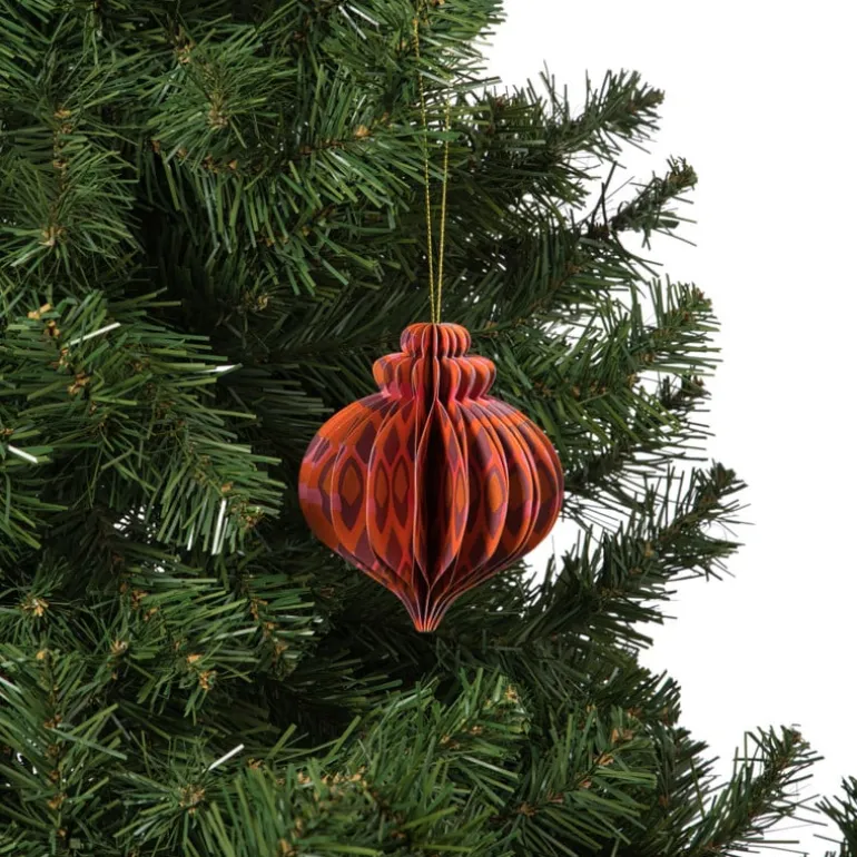 Kerstbal papier clashing colours - diverse varianten - ø8.3x10 cm