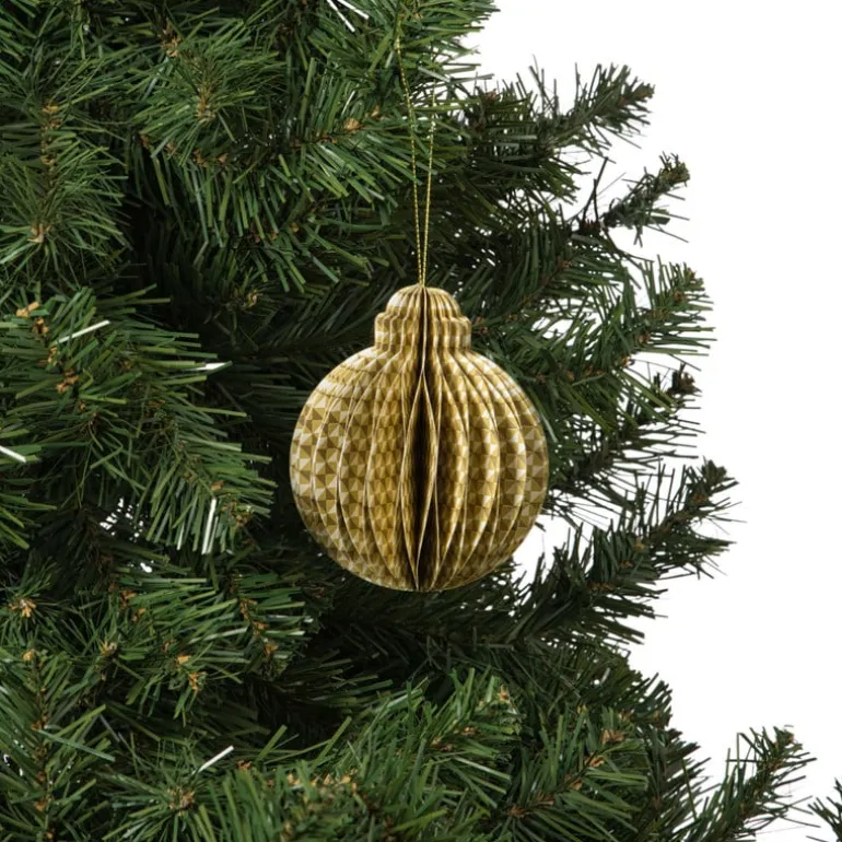Kerstbal papier clashing colours rond - diverse varianten - ø7x9.5 cm
