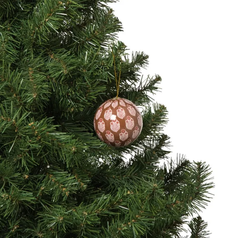 Kerstbal print - rood/beige