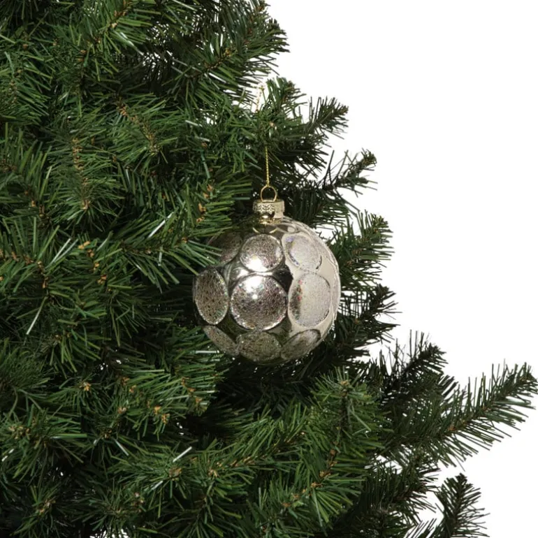 Kerstbal relief - champagnekleurig