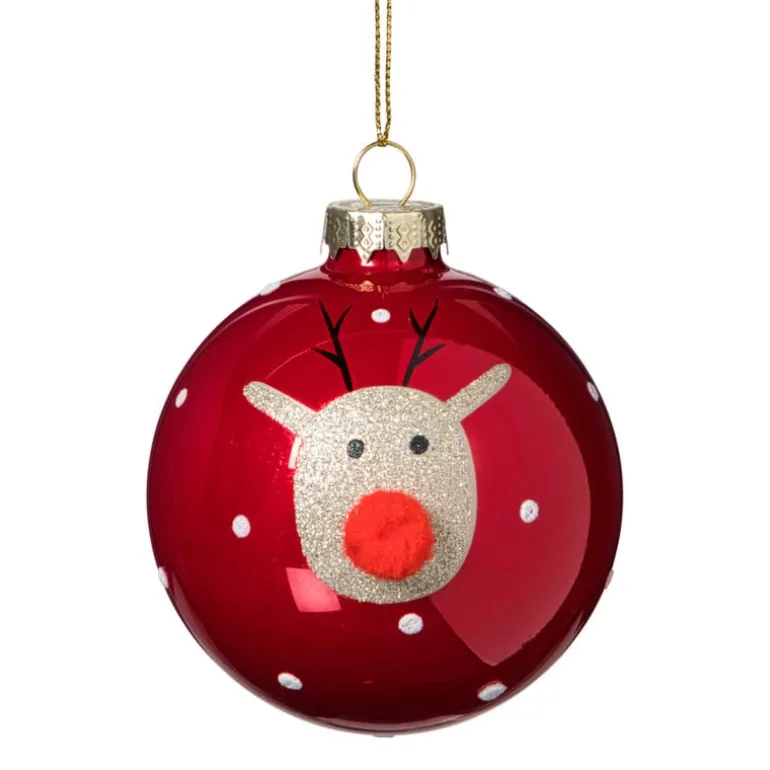 Kerstbal rendier - rood