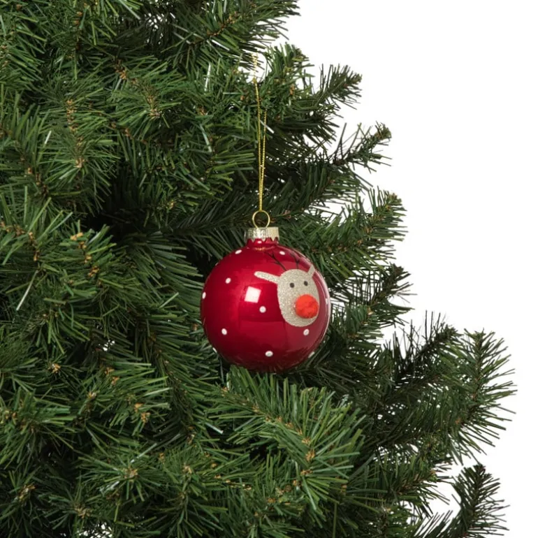 Kerstbal rendier - rood