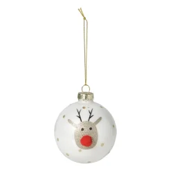 Kerstbal rendier - wit
