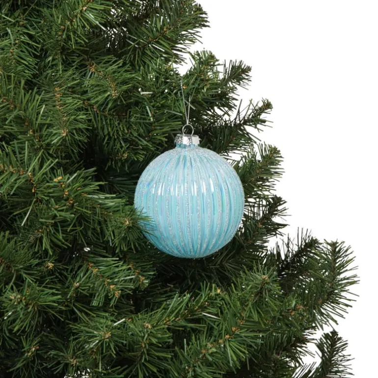 Kerstbal ribbels - lichtblauw