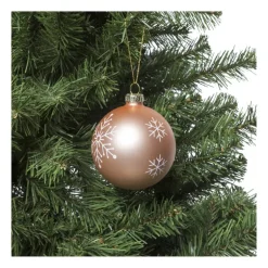 Kerstbal sneeuwvlok - roze - ⌀8 cm
