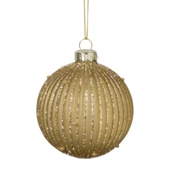 Kerstbal strepen en stippen - groen
