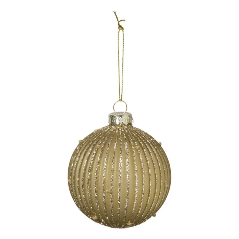 Kerstbal strepen en stippen - groen