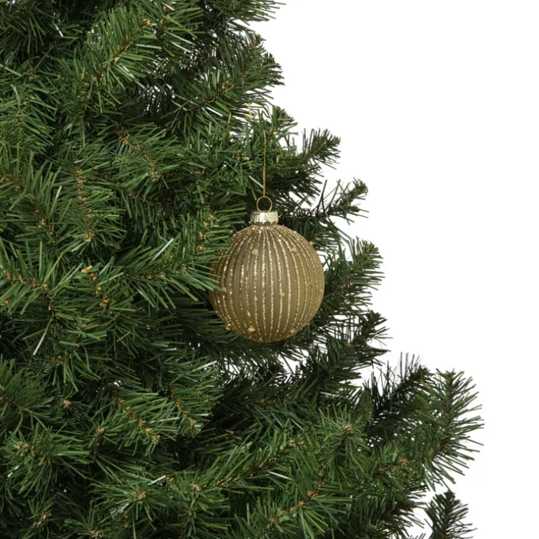 Kerstbal strepen en stippen - groen