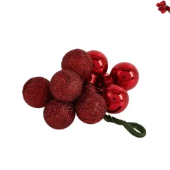 Kerstballetjes op draad - rood - diverse varianten - ø2 cm